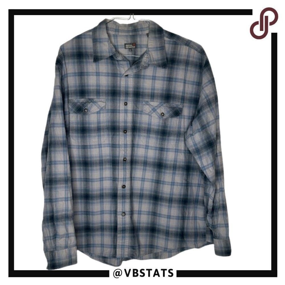 Royal Robbins XL Blue-Gray-Navy Long Sleeve Button Down Soft Flannel Shirt